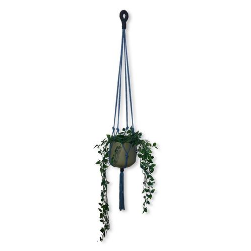 Plantenhanger Wacky Blauw/Zwart - Katoen - Macramé -, Huis en Inrichting, Woonaccessoires | Overige, Nieuw, Ophalen of Verzenden