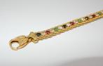 Zware 18k Gouden Armband Saffier, Smaragd Robijn edelstenen, Sieraden, Tassen en Uiterlijk, Armbanden, Nieuw, Goud, Goud, Met edelsteen