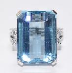 Ring - 18 karaat Witgoud - 20.41ct. tw. Aquamarijn - Diamant, Sieraden, Tassen en Uiterlijk, Ringen, Nieuw