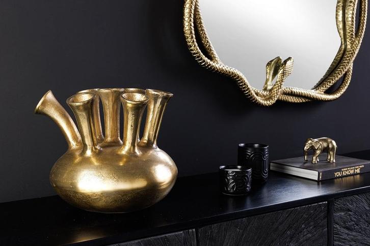 Handgemaakte vaas KIYA 35cm goud met zeven openingen, Huis en Inrichting, Woonaccessoires | Vazen, Ophalen of Verzenden