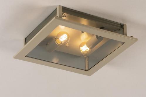 Rietveld Plafondlampen - Grijs, Beige, Zand - Glas, Metaal, Huis en Inrichting, Lampen | Plafondlampen, Verzenden