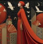 I_KONIQ - Early 900 Campari woman in Erte style, Nieuw