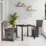 vidaXL Recliner Tuinstoelen 3 pcs Grijs Donkergrijs 80 x 80, Verzenden, Nieuw, Rotan, Tuinset