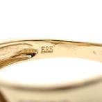 Bicolor gouden ring met diamant (witgoud, geelgoud), Sieraden, Tassen en Uiterlijk, Ringen, Gebruikt, Ophalen of Verzenden, 17 tot 18