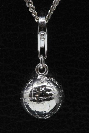 Zilveren Wereldbol klein hanger en/of bedel, Sieraden, Tassen en Uiterlijk, Bedels, Verzenden