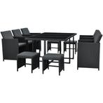 Polyrotan eetset - Baracoa XL - 11-delig - Zwart, Verzenden, Nieuw