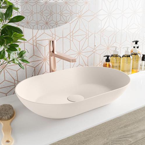 MONDIAZ ONNI Waskom solid surface 55cm kleur Linen / Linen, Doe-het-zelf en Verbouw, Sanitair, Overige typen, Nieuw, Ophalen of Verzenden