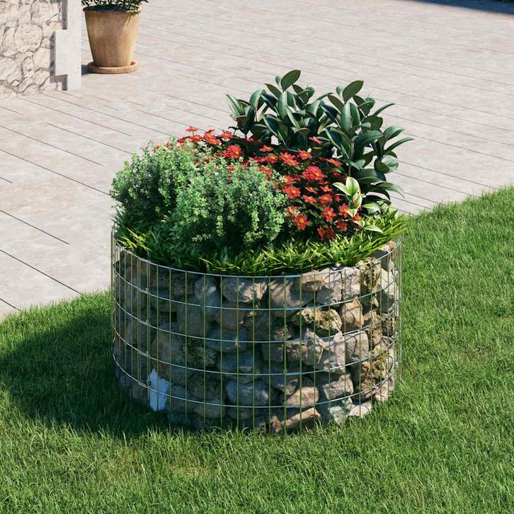 vidaXL Gabion paal rond Ø100x50 cm gegalvaniseerd staal, Tuin en Terras, Schuttingen, Nieuw, IJzer, Minder dan 1 meter, Verzenden