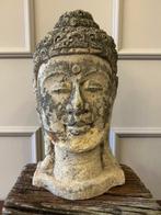 Testa di Buddha in Pietra Arenaria – Scultura Balinese H32cm, Antiek en Kunst