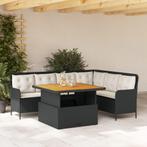 vidaXL 2-delige Loungeset met kussens poly rattan zwart, Tuin en Terras, Tuinsets en Loungesets, Verzenden, Nieuw, Rotan, Loungeset