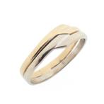 Bicolor gouden fantasie ring (witgoud, gouden ring), Gebruikt, Overige kleuren, Ophalen of Verzenden, 17 tot 18