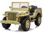 Kinderauto JEEP WILLYS WW2, Desert, 24V, 4WD, 3 zits, RC, Nieuw, Ophalen of Verzenden