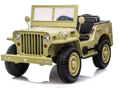 Kinderauto JEEP WILLYS WW2, Desert, 24V, 4WD, 3 zits, RC, Kinderen en Baby's, Speelgoed | Buiten | Accuvoertuigen, Nieuw, Ophalen of Verzenden