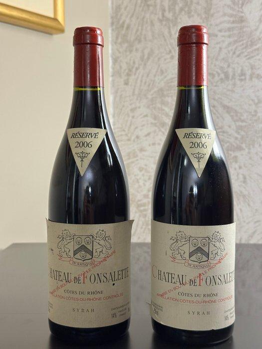 2006 Chateau de Fonsalette - Côtes-du-rhône - 2 Flessen, Verzamelen, Wijnen
