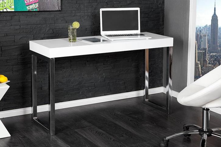 Design console WHITE DESK 120cm witte hoogglans bureautafel, Huis en Inrichting, Tafels | Sidetables, Ophalen of Verzenden
