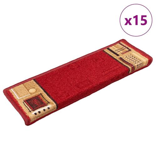 vidaXL Trapmatten zelfklevend 15 st 65x21x4 cm rood, Doe-het-zelf en Verbouw, Ladders en Trappen, Nieuw, Verzenden