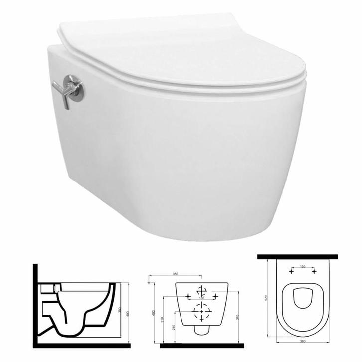 UP320 Toiletset 18 Idevit Alfa Met Bidet Rimfree En, Doe-het-zelf en Verbouw, Sanitair, Ophalen of Verzenden
