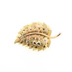 18 Krt. Tricolor gouden broche; Blad (witgoud, ruw goud), Sieraden, Tassen en Uiterlijk, Broches, Ophalen of Verzenden, Gebruikt