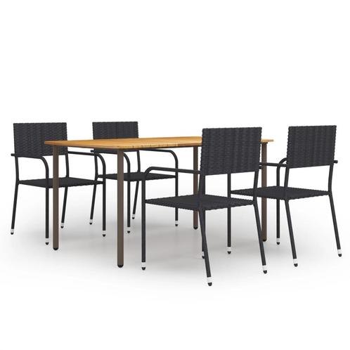 vidaXL 5-delige Tuinset poly rattan zwart, Tuin en Terras, Tuinsets en Loungesets, Tuinset, Nieuw, 4 zitplaatsen, Rotan, Verzenden