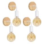 Set van 4 Vintage Industriële Wandlampen – Hout en IJzer E27, Huis en Inrichting, Lampen | Wandlampen, Verzenden, Nieuw