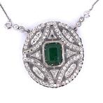 Hanger - 18 karaat Witgoud - 5.70ct. tw. Smaragd - Diamant -