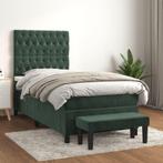 vidaXL Boxspring met matras fluweel donkergroen 100x200 cm, 100 cm, Eenpersoons, Verzenden, Nieuw
