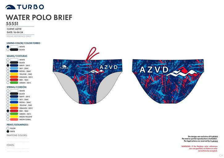 Turbo waterpolobroek azvd voorbeeld 1, Watersport en Boten, Waterpolo, Nieuw, Verzenden