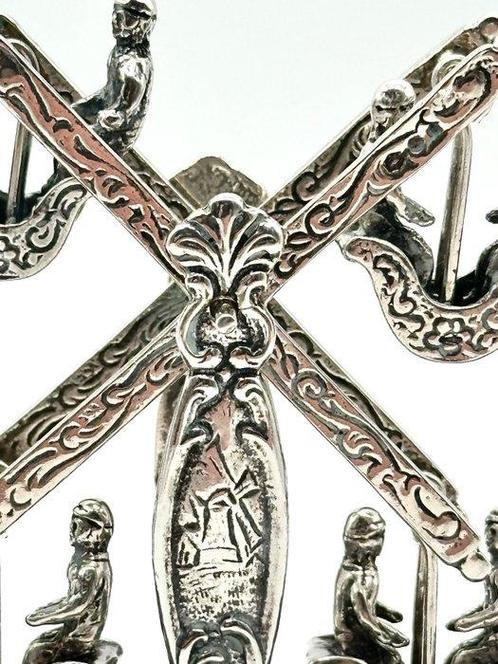 No reserve - Zeer grote handgemaakte Hollands zilveren, Antiek en Kunst, Antiek | Goud en Zilver