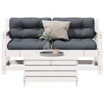 vidaXL 3-delige Loungeset met kussens massief grenenhout wit, Verzenden, Nieuw, Loungeset