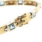 8 Krt. Armband met aquamarijn | 19 cm (unisex, 8 karaat), Sieraden, Tassen en Uiterlijk, Antieke sieraden, Ophalen of Verzenden