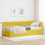 vidaXL Hoekbedframe met matras met hoofdeinde Geel 90 x 200, Verzenden, Nieuw, Hout