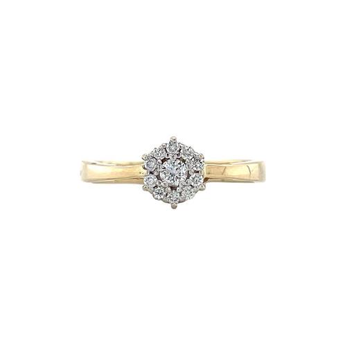 Gouden rozet ring met diamant 14 krt, Sieraden, Tassen en Uiterlijk, Ringen, Wit, Zo goed als nieuw, Goud, Verzenden