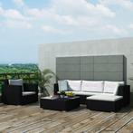 vidaXL 6-delige Loungeset met kussens poly rattan zwart, Tuin en Terras, 6 zitplaatsen, Nieuw, Loungeset, Verzenden