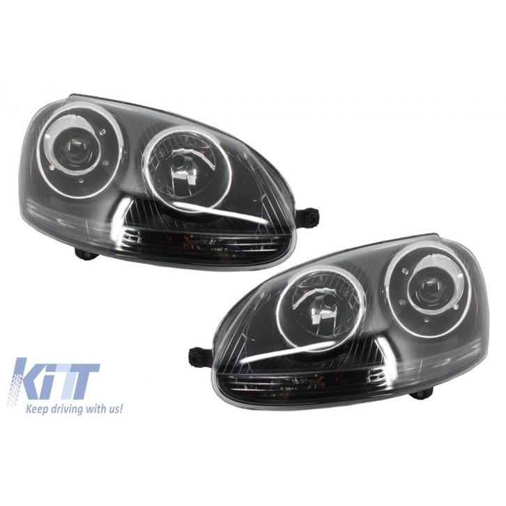 Koplampen Set GTI R32 Look Zwart Geschikt Voor Golf 5 200..., Auto-onderdelen, Verlichting, Nieuw, Volkswagen, Ophalen of Verzenden