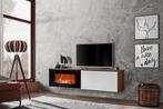 TV meubel met sfeerhaard | Elektrisch | Bruin | Wit