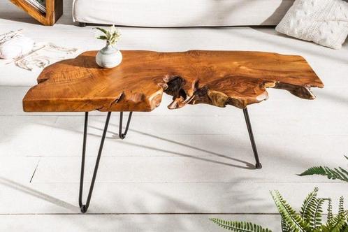 Massieve salontafel WILD 100cm teak massief houten, Huis en Inrichting, Tafels | Salontafels, Ophalen of Verzenden
