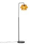 Retro vloerlamp zwart met oranje glas - Denise, Huis en Inrichting, Verzenden, Nieuw, Glas, Retro