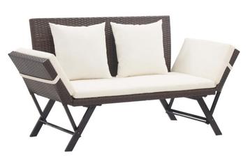 Tuinbank met kussens 176 cm rattan bruin -nieuw in doos- beschikbaar voor biedingen