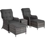 Wicker loungeset Benissa 2+2 met aluminium frame - grijsgevl, Verzenden, Nieuw