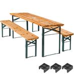 Biertafelset Ludo 3-delig opklapbaar met parasolhouder - bru, Huis en Inrichting, Stoelen, Verzenden, Nieuw