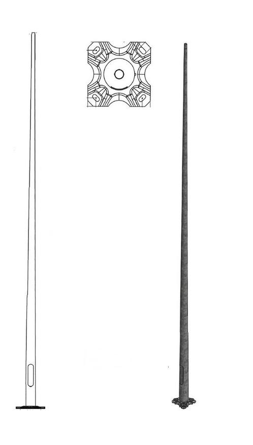 5 meter heavy duty conische stalen lantaarnpaal met voetplaa, Huis en Inrichting, Lampen | Plafondlampen, Nieuw, Verzenden