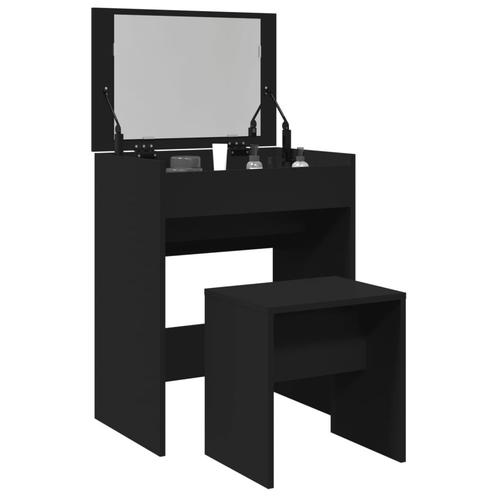 vidaXL Kaptafel met krukje 60x40x113,5 cm zwart, Huis en Inrichting, Tafels | Kaptafels, Nieuw, Verzenden