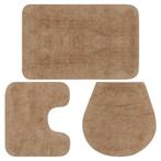 vidaXL Badmattenset stof beige 3-delig, Huis en Inrichting, Badkamer | Badtextiel en Accessoires, Verzenden, Nieuw, Beige