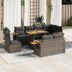 vidaXL 9-delige Loungeset met kussens poly rattan acacia, Verzenden, Nieuw, Rotan, Loungeset
