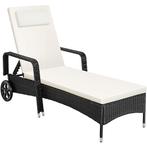 Wicker ligbed met wielen - zwart/beige, Tuin en Terras, Tuinsets en Loungesets, Verzenden, Nieuw