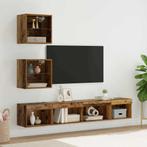 vidaXL TV Wand Eenheden met LED met LED 5 pcs Oud hout, Minder dan 50 cm, Verzenden, Nieuw, Minder dan 100 cm