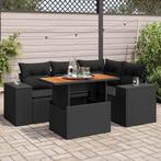 vidaXL 5-delige Loungeset met kussens poly rattan zwart, Verzenden, Nieuw, Rotan, Loungeset