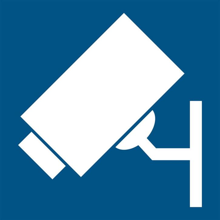 Pictogram Camerabeveiliging, 100 x 100 mm, blauw - Blauw -, Zakelijke goederen, Kantoor en Winkelinrichting | Magazijn, Stelling en Opslag