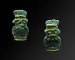 Oud-Egyptisch Faience amulet van de dwerggod Bes - 2.6 cm