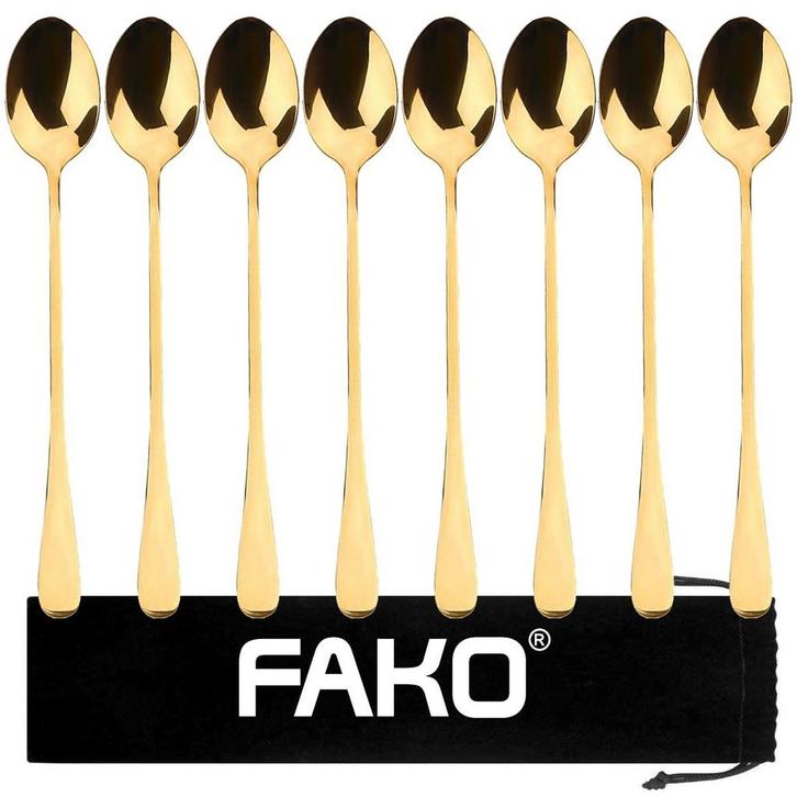 Fako Bijoux - 8 Lange Lepels - Latte Macchiato - Longdrink -, Huis en Inrichting, Keuken | Bestek, Verzenden